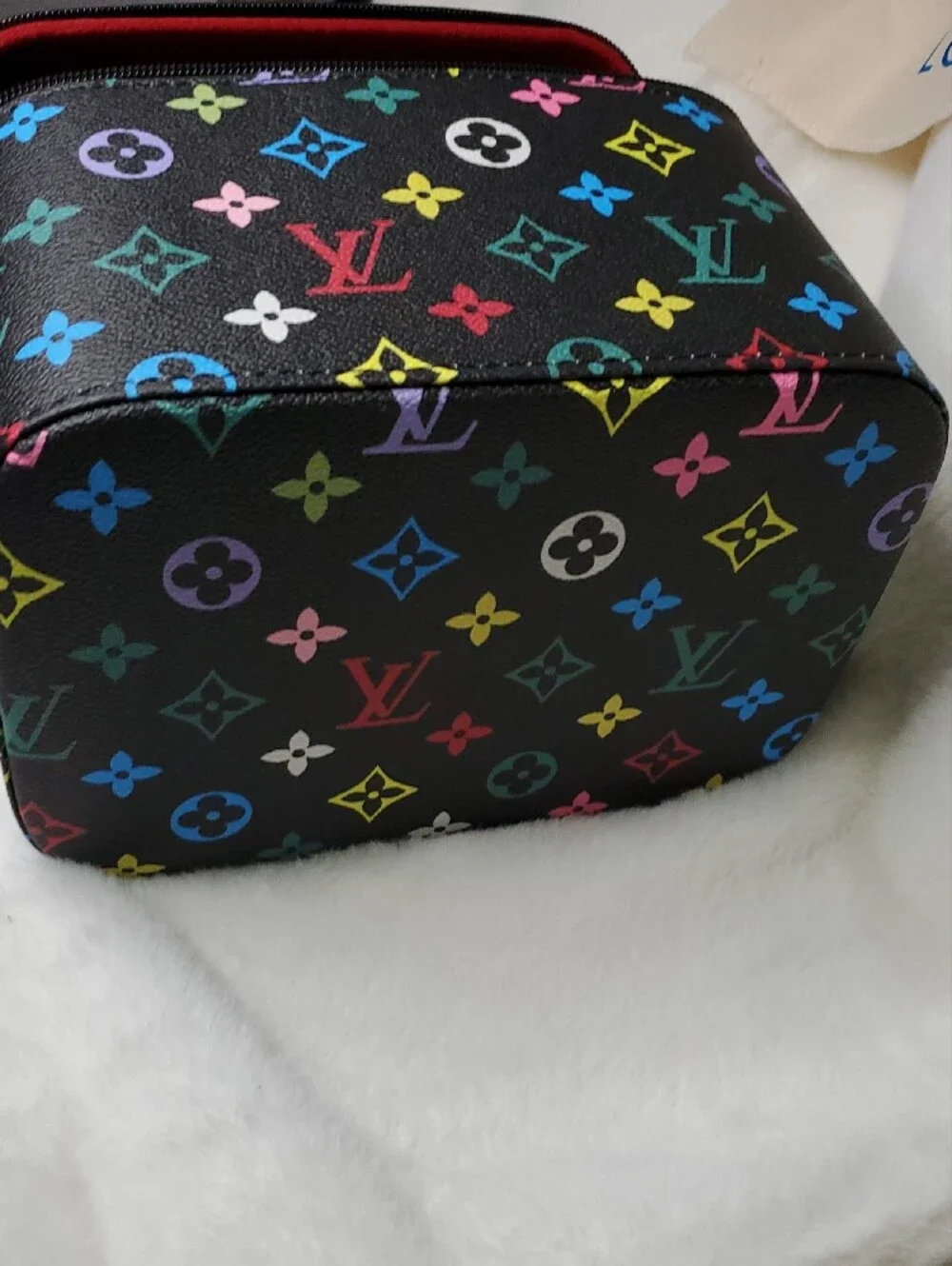 Lv  Multicolor Monogram Cosmetic Case on Black